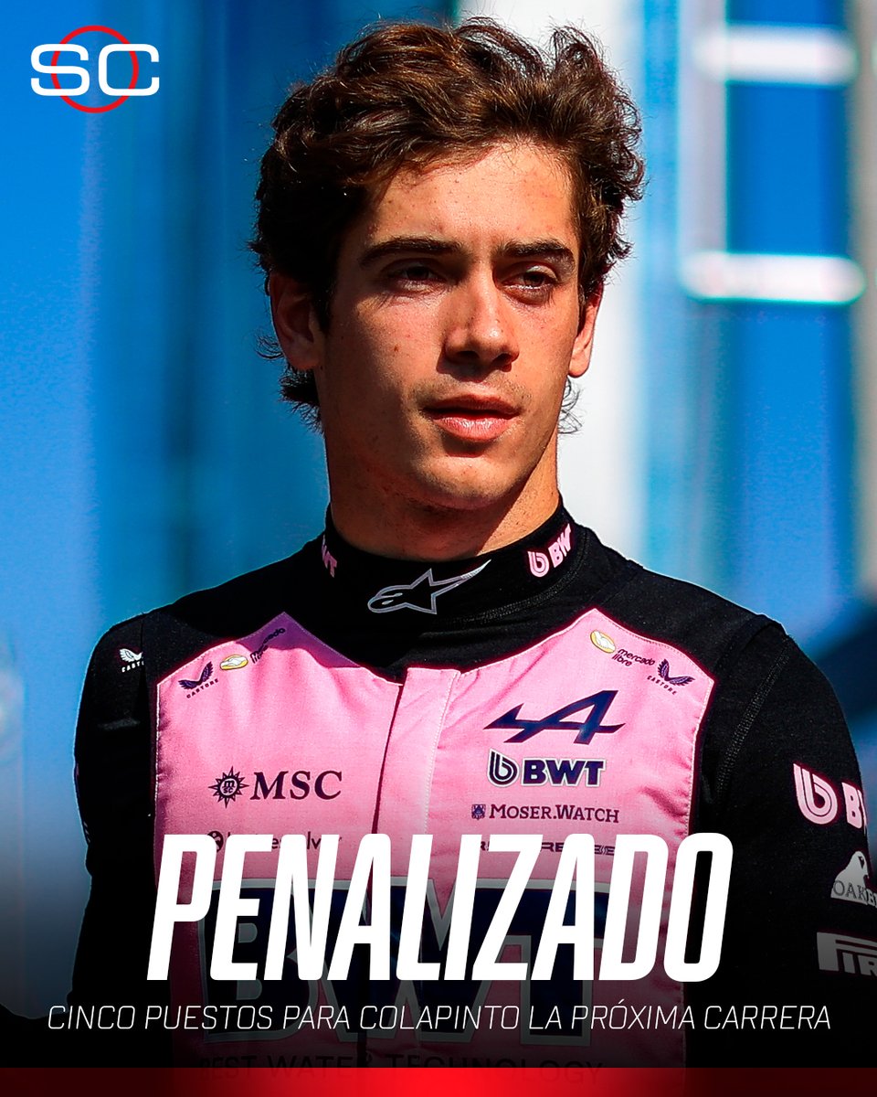 SC_ESPN's tweet photo. 🚨 ¡ÚLTIMO MOMENTO! La FIA anunció que, para la próxima carrera, Franco Colapinto recibirá 10 segundos de penalización (equivalentes a cinco puestos en la parrilla de salida) tras el incidente protagonizado en el #AzerbaijanGP.

📺 Toda la temporada de #F1 por ESPN en el Plan Premium de #DisneyPlus