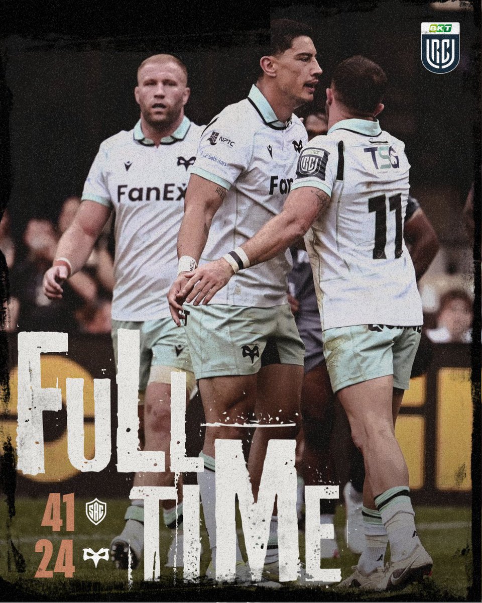 ospreys's tweet photo. We hold the Sharks out from a final score at the death and leave Durban with a try bonus point. 

Onwards!

🦈 SHA 41 - 24 OSP 🤍

#BKTURC | #SHAvOSP | #OurBloodIsBlack https://t.co/aZ5VIDcCZ6