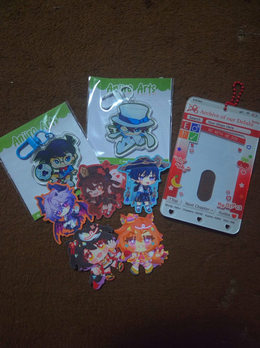 _suusheese's tweet photo. @MachuNaraja @babablackhole @stickeysph @geekyghostph @artrietty @artofaenri @mackysaur @AnjiroArts for the ❤️❤️❤️ ShinKai charms, an Ao3 ship poca from @daisakagumiph

Genshin from @reishichi_ and honse sticker from @xelafinarts https://t.co/ClTQk81aYb