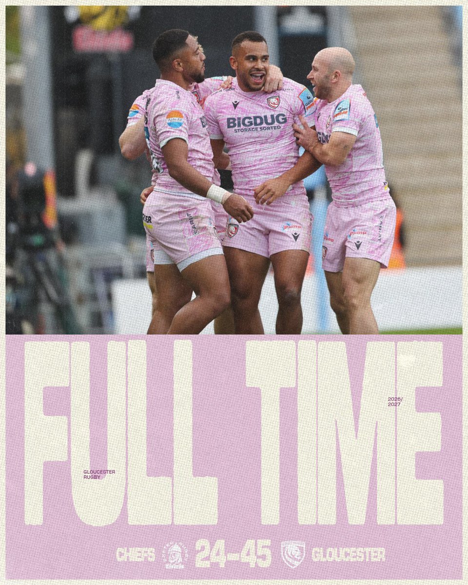 gloucesterrugby's tweet photo. FULL TIME
A big bonus-point win on the opening day!
βοΈ 24 - 45 π | #EXEvGLO https://t.co/WiMTGQUY5u