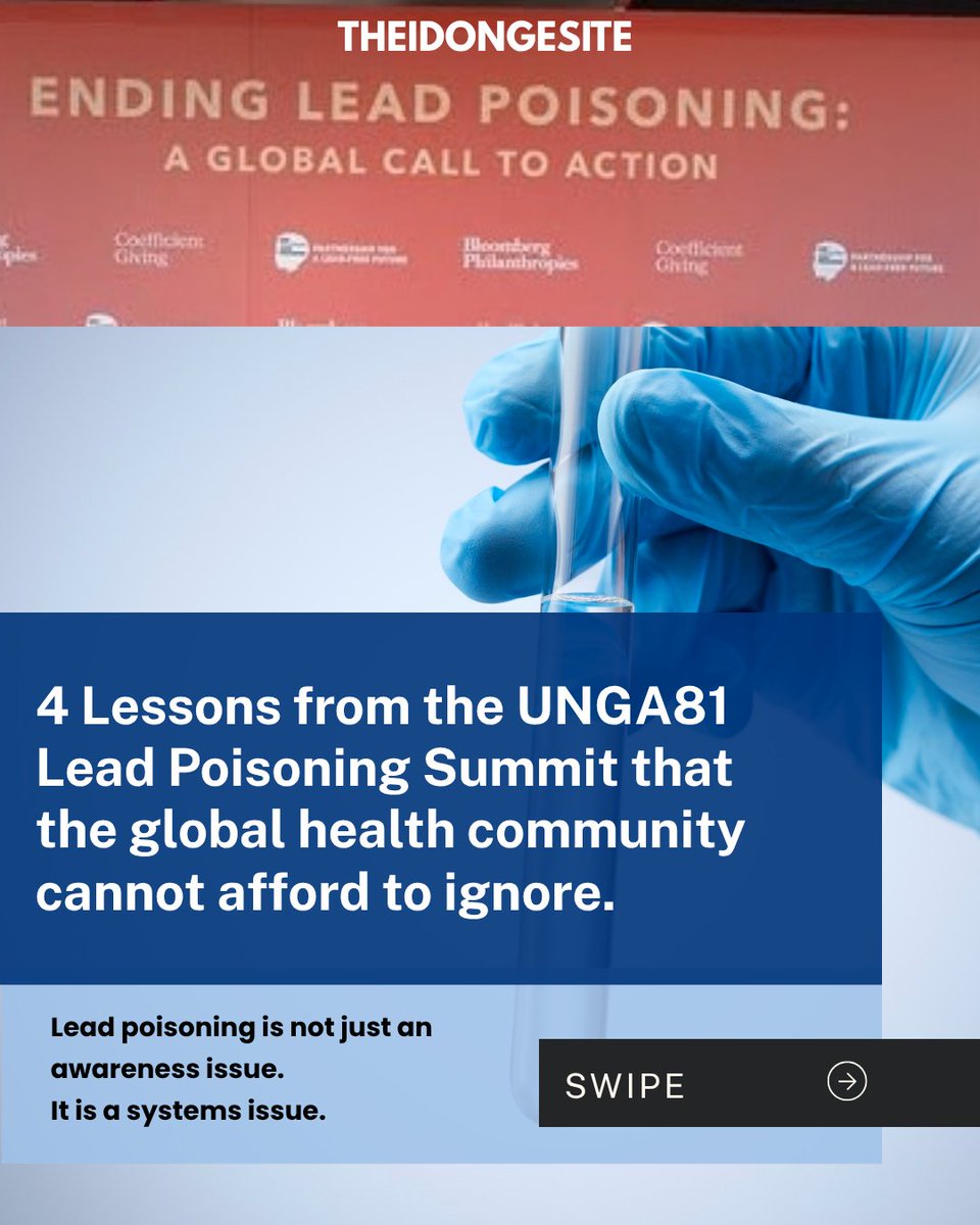 Idongesitval's tweet photo. Lead poisoning is not just a health issue. It is a systems issue.

One thing that stood out from the UNGA81 Lead Poisoning Summit was the clear call for stronger measurement, laboratory capacity, funding, and national ownership. https://t.co/xmHp8mkZd0