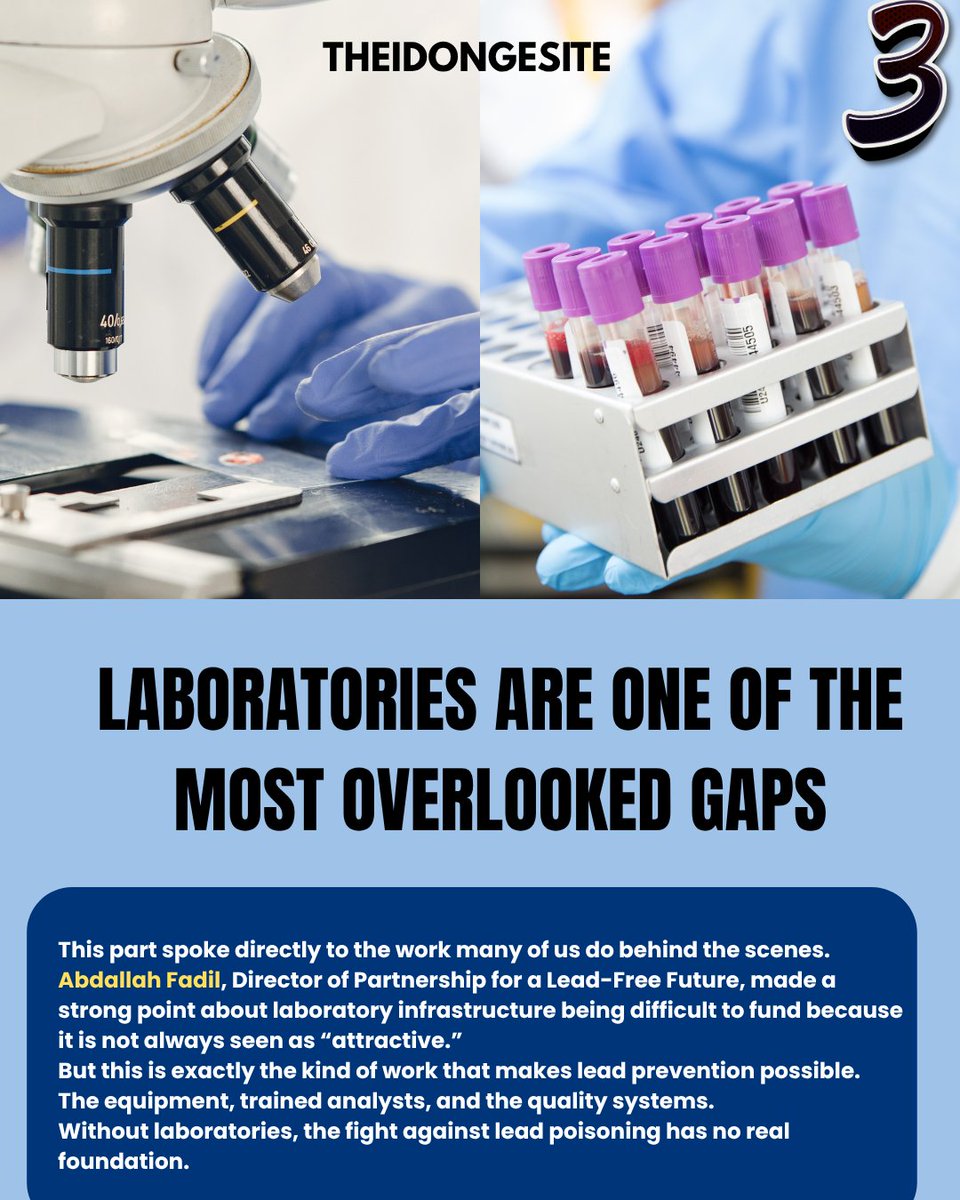 Idongesitval's tweet photo. If countries cannot measure lead exposure properly, they cannot manage it effectively.

Ending lead poisoning will require more than awareness. It will require reliable laboratories, trained analysts, quality systems, enforcement, and sustained investment.

#leadpoisoning https://t.co/AJCJh6YIu1