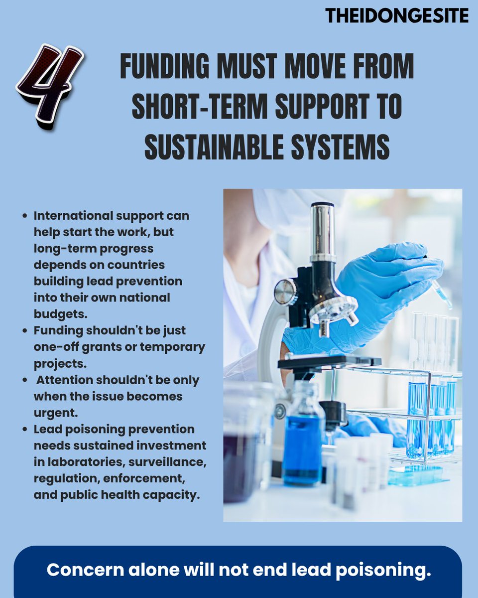 Idongesitval's tweet photo. If countries cannot measure lead exposure properly, they cannot manage it effectively.

Ending lead poisoning will require more than awareness. It will require reliable laboratories, trained analysts, quality systems, enforcement, and sustained investment.

#leadpoisoning https://t.co/AJCJh6YIu1