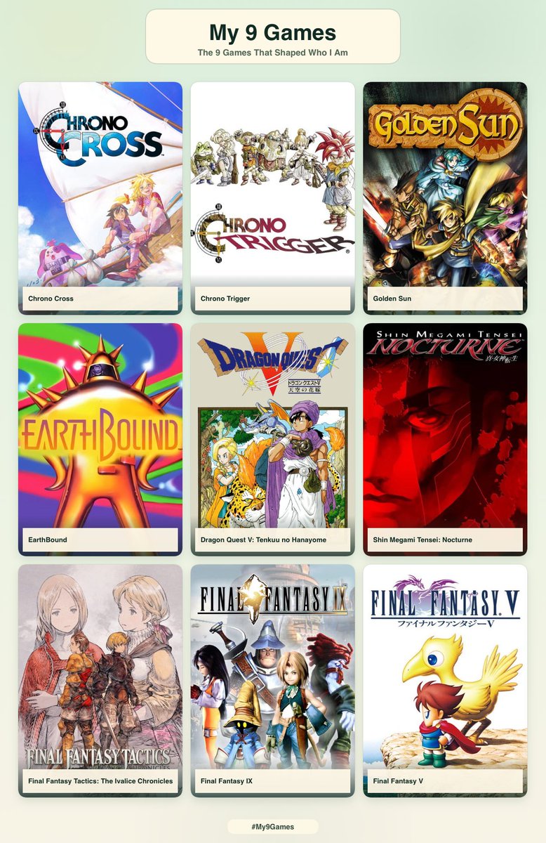 ItsumoYuusha's tweet photo. My 9 Games That Shaped Who I Am https://t.co/o6QPW3XQH0