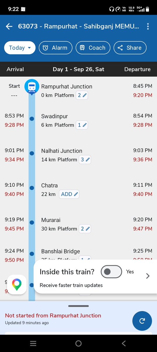 aadi88tiwari's tweet photo. @RailMinIndia The worst Railway division is the Malda division where they don't bother for the delay of the train. Train No 63073 have yet not started from it origin station than when will it reach at the final station. Please look into the punctuality. @drmmalda https://t.co/LaG4B7WIDJ