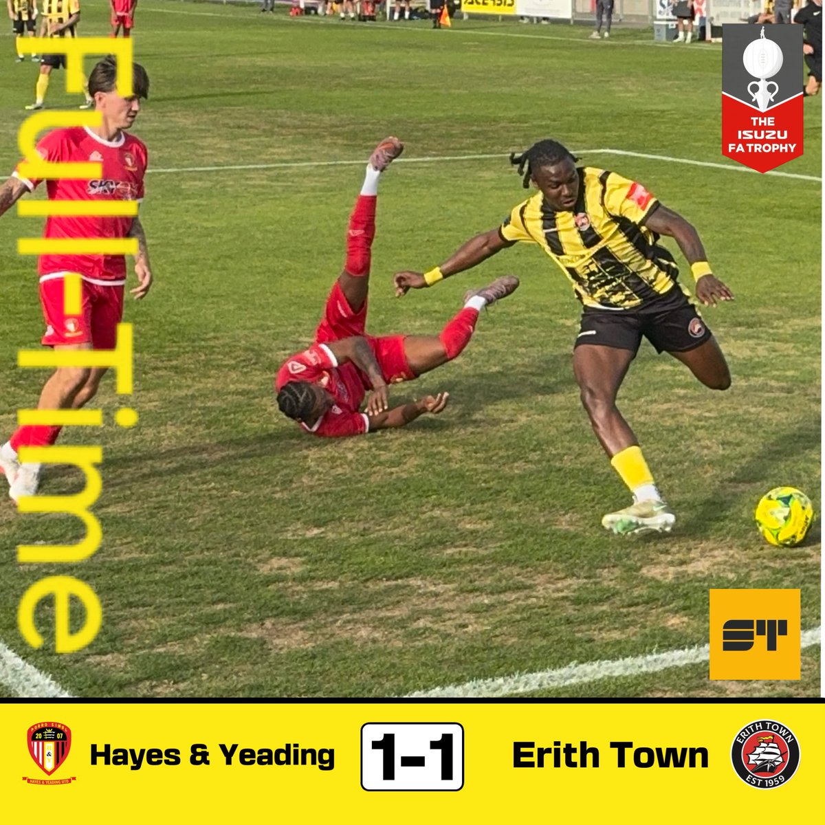 ErithTown's tweet photo. And in added time the hosts equalise to take the game to penalties

🔴⚪️ 1-1 🟡⚫️

#UpTheDockers #DOCKERS https://t.co/Vqtgbo3bNI