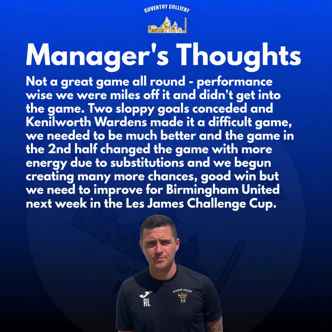 CollieryFc's tweet photo. After the game we interviewed manager, Rhys Lyons. Here were this thoughts.
#UpTheColliery #CoventryColliery π΅β«οΈ https://t.co/ayOpq5eyr8