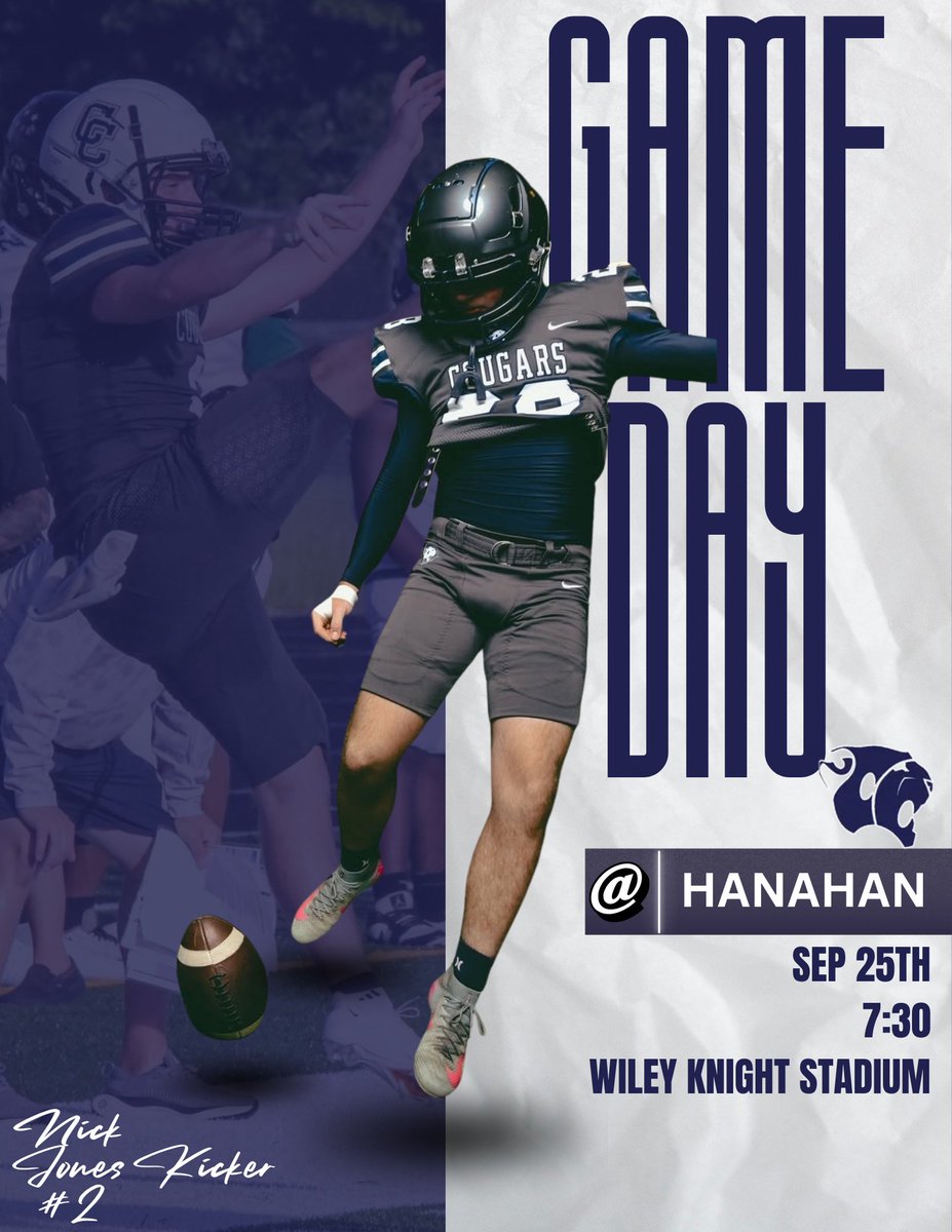 nickthekicker28's tweet photo. Big thank you to my buddy Liam for the graphic, last night wasn’t the turn out we wanted but still competed with a high level team. Region is next!! Let’s go @CCCougarFB https://t.co/zFUIN0xnTt