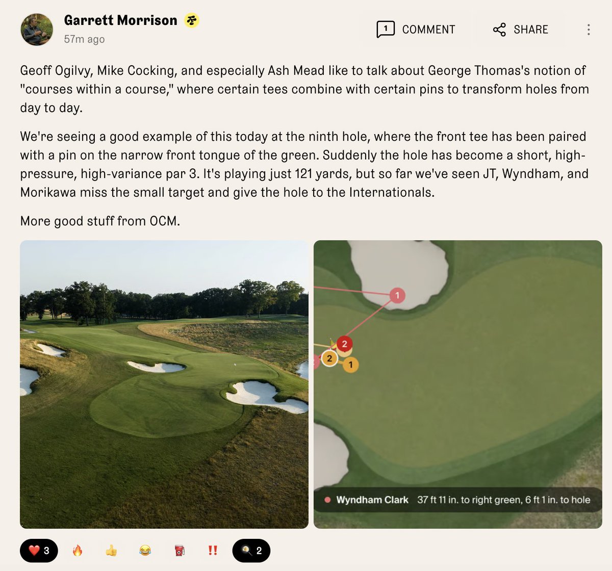 garrett_TFE's tweet photo. Been doing some live course analysis in the @fried_egg_golf Live Blog this week. Follow along here, if you're into that kind of thing: https://t.co/TJwen8LcrG https://t.co/QgCMpIziZt