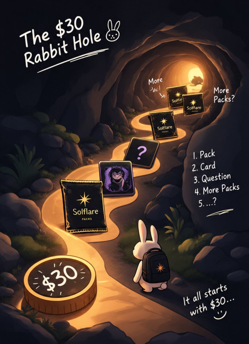 ZhopianLore's tweet photo. Normal math:
$30 = $30
Collector math:
$30 = one Solflare Pack
= possibility
= curiosity
= “maybe something crazy”
= somehow another pack
@solflare https://t.co/JC8zsYOSkJ