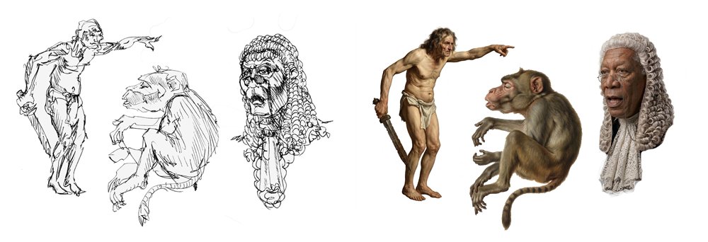 Ki_fun_thoughts's tweet photo. I drew these 3 images 50 years ago on the same piece of paper.  

They have nothing to do with one another.

Artists will notice that this AI (Gemini) does a horrible job of capturing the original intent of the sketches.

I tried a dozen times.

#sketch #AI #quality #doodles https://t.co/BSNbD5lQAz