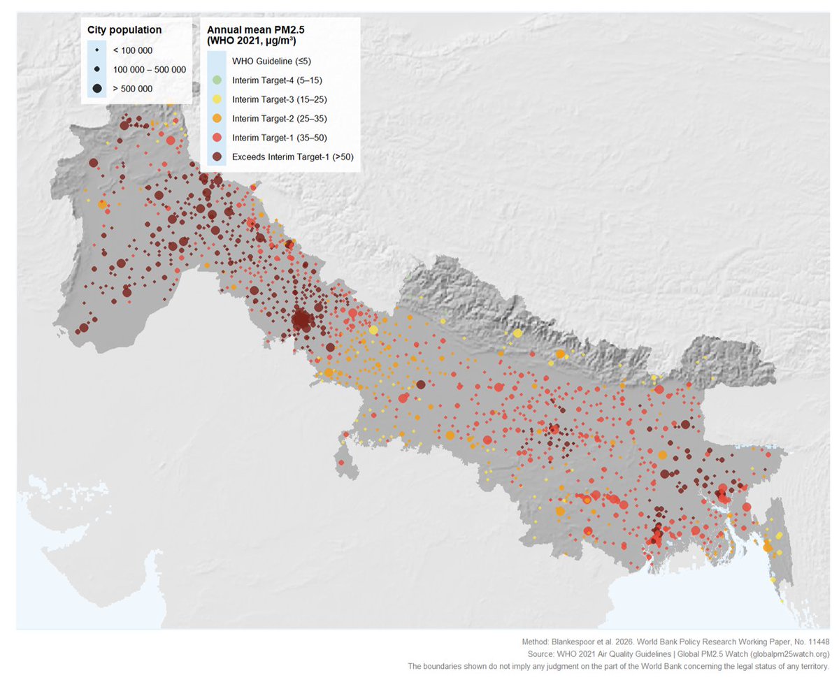 worldbankdata's tweet photo. How polluted is the air in your city?

New World Bank data track daily PM₂.₅ concentrations across more than 32,000 cities worldwide, covering 2018–2026.

The dataset can help identify hotspots and monitor changes in urban air quality: https://t.co/yesM3CvLvG https://t.co/4S05AWEYtW