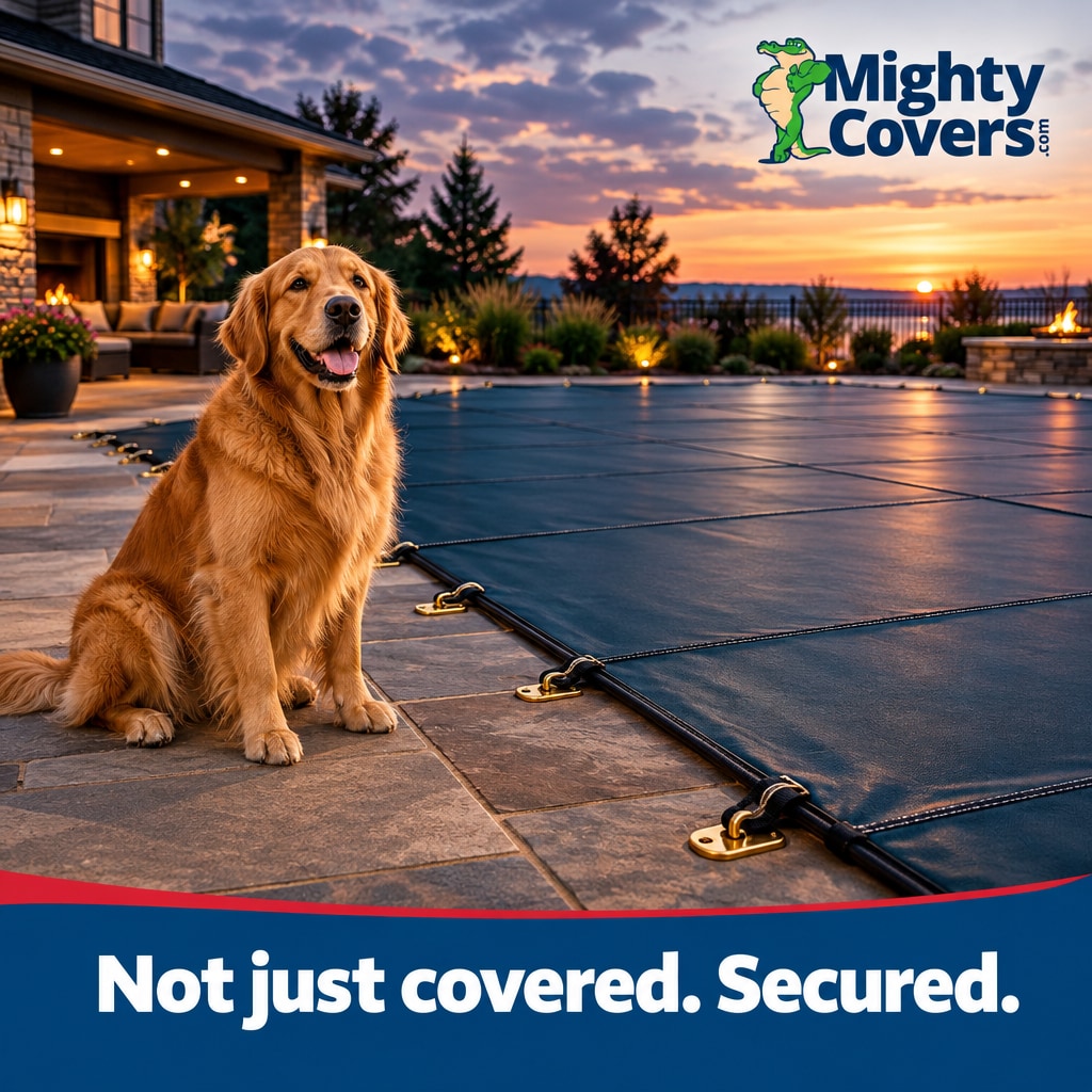 MightyCoverscom's tweet photo. A tarp is just a cover, but this is security.
Heavy-duty custom covers with locked-in brass anchors ensure your pets stay safe, even when you aren't looking.
Protect what matters.
#PoolSafety #MightyCovers https://t.co/NPCNDeaBFp