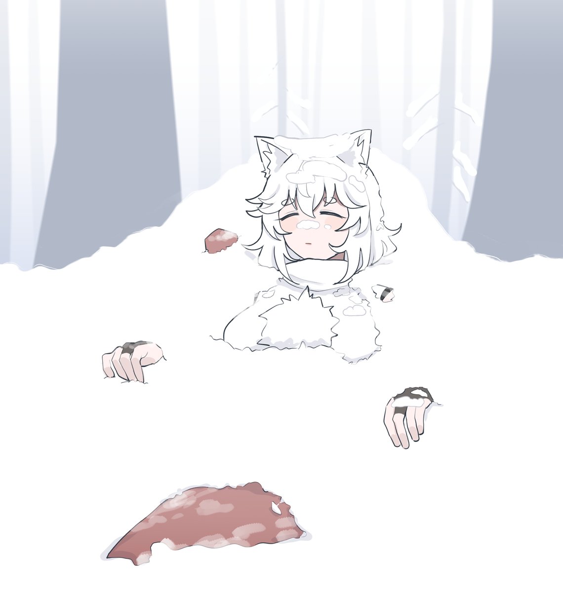 matasoup2's tweet photo. you ever seen a samoyed sleeping inside a snow https://t.co/xUgcLBCzyH