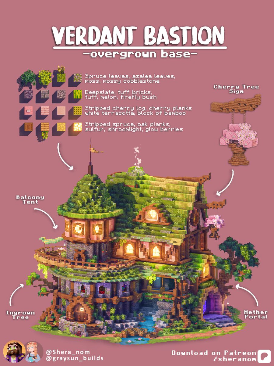 Shera_nom's tweet photo. Verdant Bastion: Fantasy Survival Base! This overgrown base is perfect as an enchanting base :)

💙 Download the Schematics  ( link in my bio )
#Minecraft #Minecraftbuilds #minecraft建築コミュ https://t.co/AEK2WqTtlq