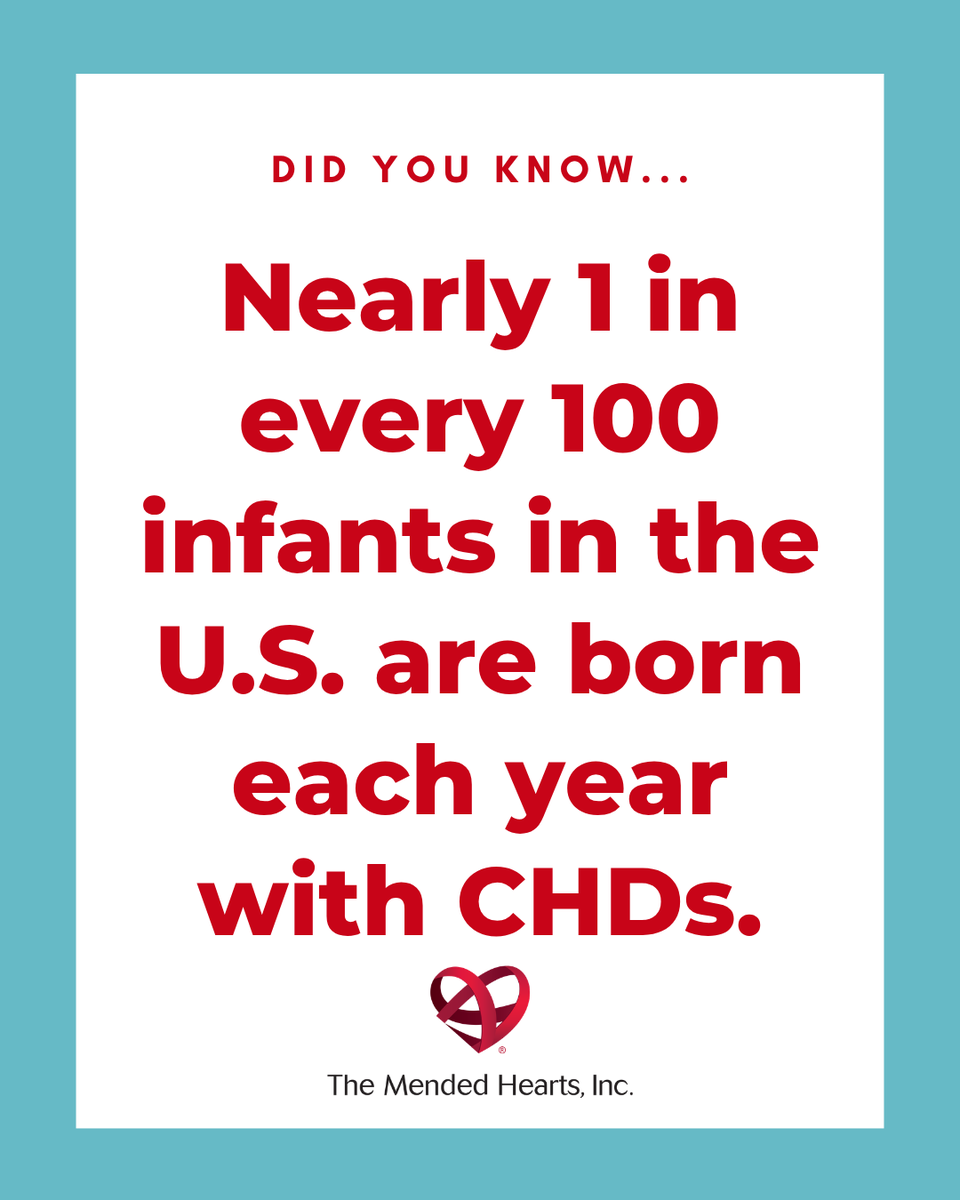 MLH_CHD's tweet photo. Did you know that nearly one in every 100 infants in the US is born with a congenital heart defect?

MLH is working to raise awareness for patients &amp; families affected by CHD. Join our fundraiser to help create a better future for children with CHD: https://t.co/24X7A8nIqd https://t.co/TqsKzKt9lI
