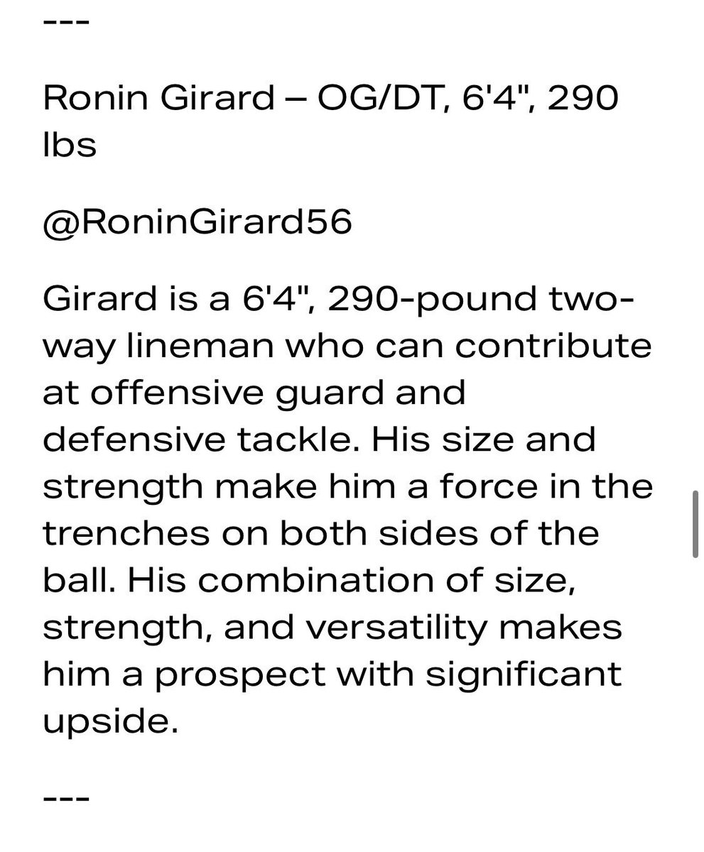 RoninGirard56's tweet photo. Thank you to @LoganTillman for the recognition as a rising ‘28. Going to keep improving week by week to keep it that way @CoachRogers57 @CoachMacMCScots
@Coachragone @CoachTrePrice @coachirishodea @Coach_Galante @CoachJohnSikora @coachmcompton
@Drake_Jackson52 @Coach_Rock https://t.co/6N2PaeO7Iy
