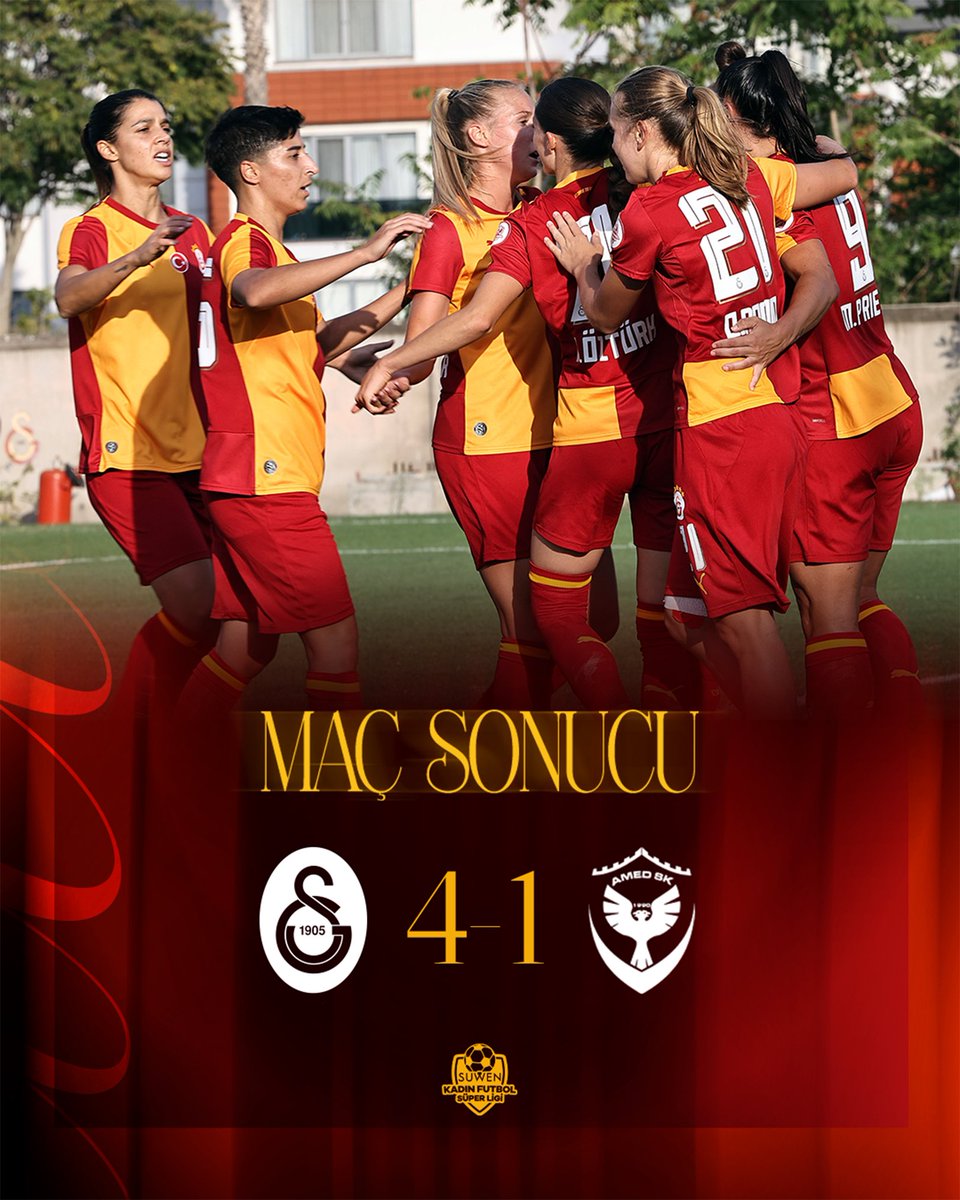 kadinfutbolGS's tweet photo. 3️⃣ puanı 4️⃣ golle alıyoruz 💪

Maç sonucu: Galatasaray 4-1 Amed S. F. 👏

⚽ 9', 23', 55' Martín-Prieto
⚽ 90+3' Cintra (P) https://t.co/drdM58nDca