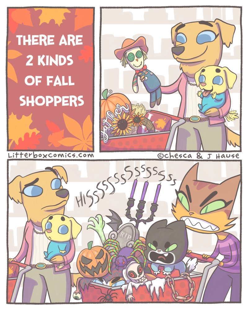 LitterboxComics's tweet photo. Team Cozy or Team Creepy? 🍂
Tell me which cart is yours -also, can you find Vincent...? 🔍 https://t.co/cF7QBHeQcZ