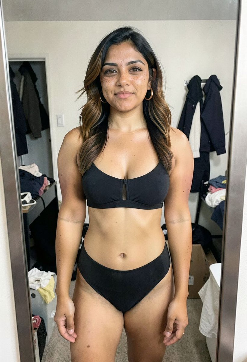 zoyarao_99's tweet photo. Mirror check: strappy black, passed.

#lingerie #confidence #curves #aicreator #aigenerated https://t.co/5VYNetJezq