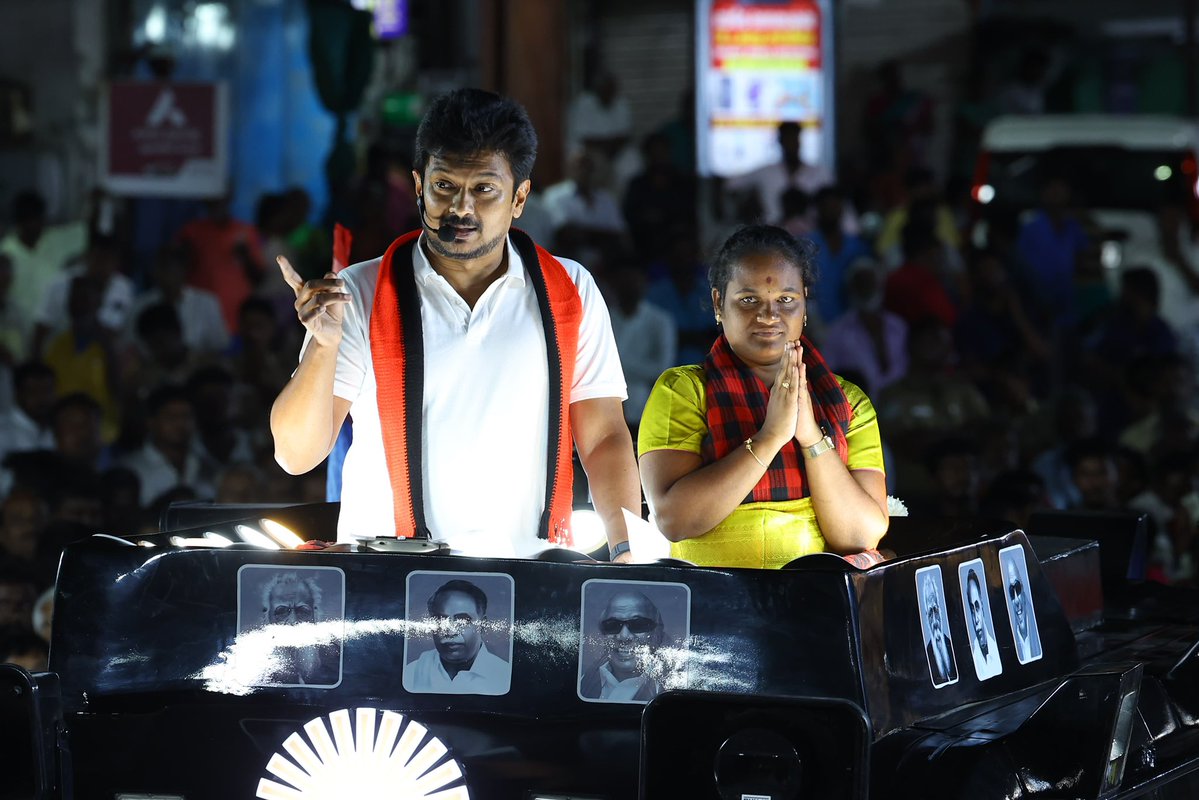 V_Senthilbalaji's tweet photo. மதச்சார்பற்ற முற்போக்கு கூட்டணியின் சார்பாக, கழகத் தலைவர், திராவிட நாயகர், மாண்புமிகு தளபதி @mkstalin அவர்களின் நல்லாசிகளுடன், தாராபுரம் சட்டமன்றத் தொகுதி இடைத்தேர்தலில் போட்டியிடும், கழக வெற்றி வேட்பாளர்,  வழக்கறிஞர் திருமதி எஸ். சுகன்யா  அவர்களை ஆதரித்து, இன்று கழக இளைஞரணிச் செயலாளர், மாண்புமிகு தமிழ்நாடு சட்டமன்ற எதிர்க்கட்சித் தலைவர்  @Udhaystalin அவர்கள் தேர்தல் பரப்புரை மேற்கொண்டார்.. (1/2)