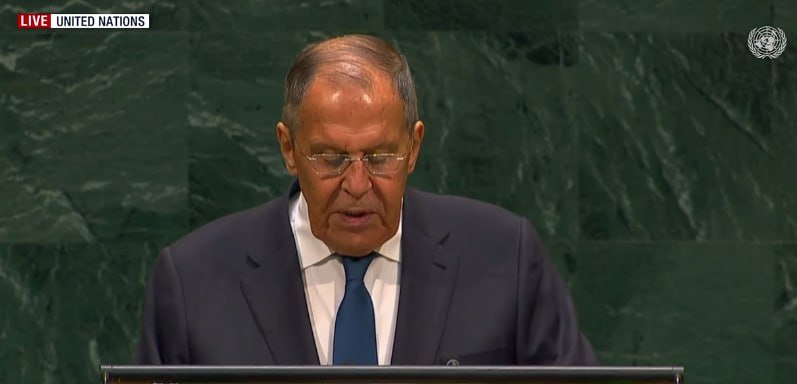 TehranTimes79's tweet photo. Russian Foreign Minister Sergey Lavrov addresses the 81st UN General Assembly session.

🔺 Lavrov accused Western countries of relying on force and unpredictable actions in pursuing their interests.

🔺 He condemned the US-Israeli military aggression against Iran, including the martyrdom of Leader Ayatollah Seyyed Ali Khamenei.

🔺 Lavrov argued that Western double standards are contributing to greater instability and tensions around the world.

🔺 On Ukraine, Lavrov noted that Kyiv’s actions violate fundamental principles of the UN Charter and criticized the selective application of international law.