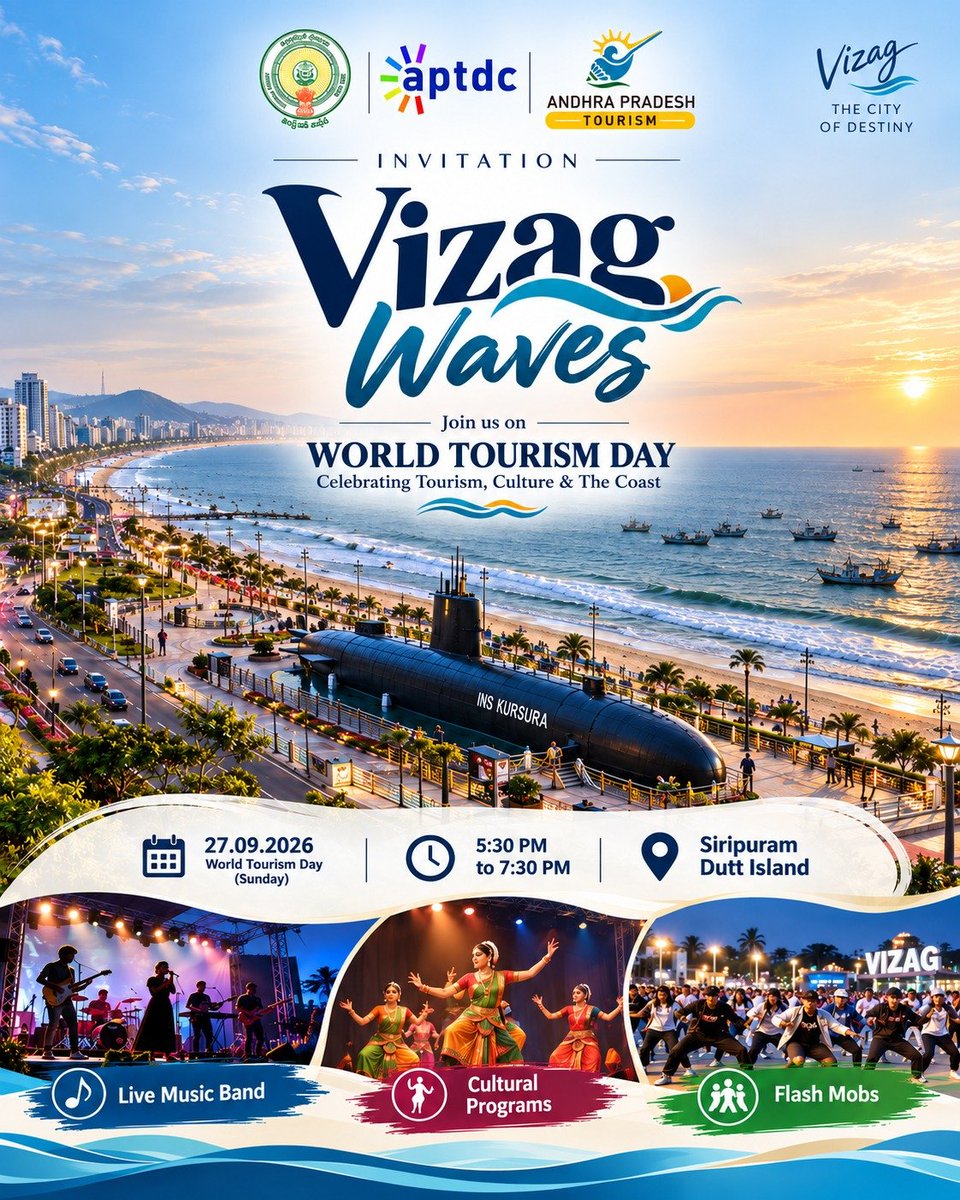DIPROVIZAG's tweet photo. World Tourism Day  2026 @ Visakhapatnam 

#tourism
#Visakhapatnam
#vizag https://t.co/lKHQawhIR7
