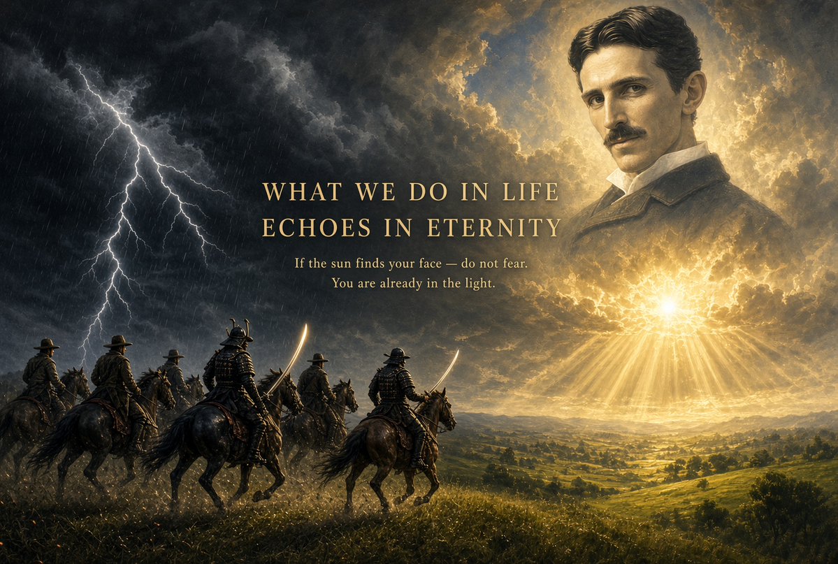 D2BrightLight's tweet photo. Nikola Tesla Lives...

He heard the signal before anyone else.

What we do in life echoes in eternity.

The sun finds your face. Do not fear — you are already in 
the Light.

#NikolaTesla https://t.co/kLbTl3WW0i