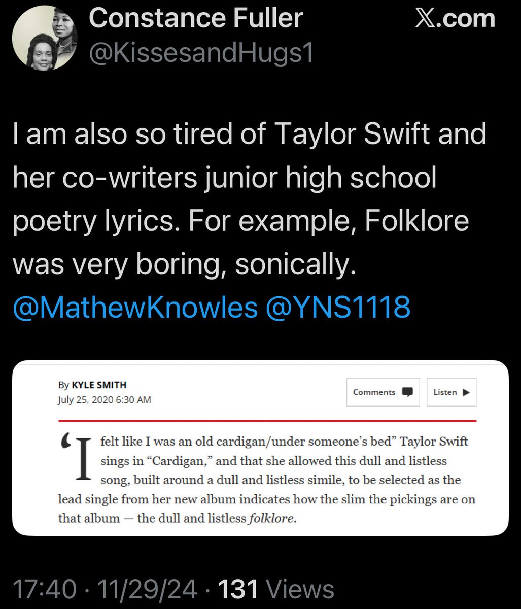 yourlovesupreme's tweet photo. “god showgirl sucksssss i wish she’d go back to her old music ://// you know it’s awful because EVERYONE is saying it’s awful lyrically and you just never saw this with her old music :///“

literally every other album: https://t.co/HljRngAaWW
