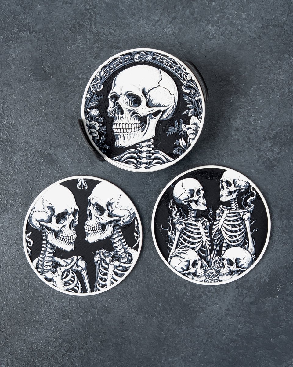 BamingoDesign's tweet photo. - Gothic skeleton designs, shaped into a coaster set.
- Free to download @printablescom
- 
- #3DPrinting #Hueforge #HomeDecor #Coasters #Skeleton https://t.co/wbheHcBDBh