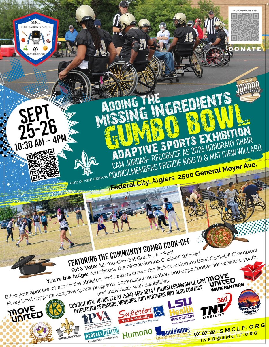 superiorvan's tweet photo. Today, the SMCL Foundation &amp; Associates “Adding the Missing Ingredients” Gumbo Bowl is bringing a crew of incredible partners together in #NOLA. We are proud to be a resource in #MakingMobilityPossible for NOLA adaptive athletes. Let's have a great day! ♿❤️ https://t.co/eYMtuHHH9m