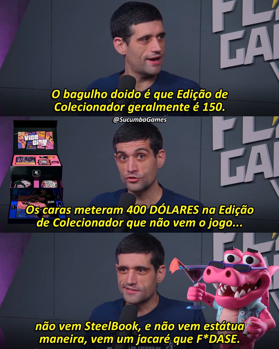 SucumbaGames's tweet photo. Davy Jones ficou indignado com a Caixa de Colecionador de GTA 6.

Ele pontua que o conteúdo da caixa não justifica esse preço fora do comum, e a Thaís adicionou que eles pelo menos poderiam ter deixado o vinil para vir na caixa também. https://t.co/mXBPZ15agX