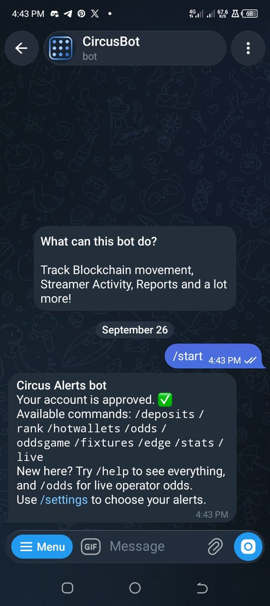 Seagcz's tweet photo. Just tested the @CircusFYIBot Telegram bot 👀

/odds stake soccer and it pulled live upcoming matches + 1X2 odds in seconds.

No digging through multiple pages. Just ask. https://t.co/4gKYNNiDjk