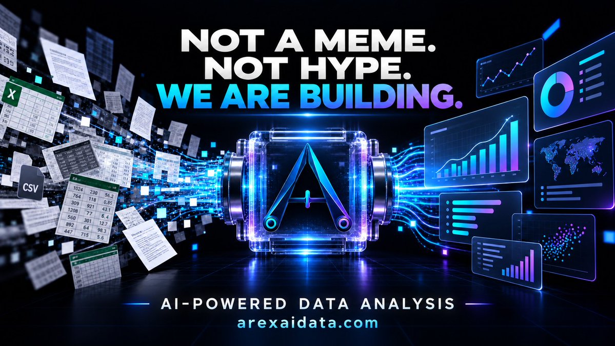 ArexAIData's tweet photo. NOT A MEME.
NOT EMPTY HYPE.
NOT JUST AN IDEA.
ArexAi is being built into a real AI-powered data analysis platform—designed to turn spreadsheets, documents, and raw data into clear, actionable insights.
We build. We test. We improve.

This is only the beginning.

#ArexAi #ARXAI #ArtificialIntelligence #DataAnalytics #BuildInPublic