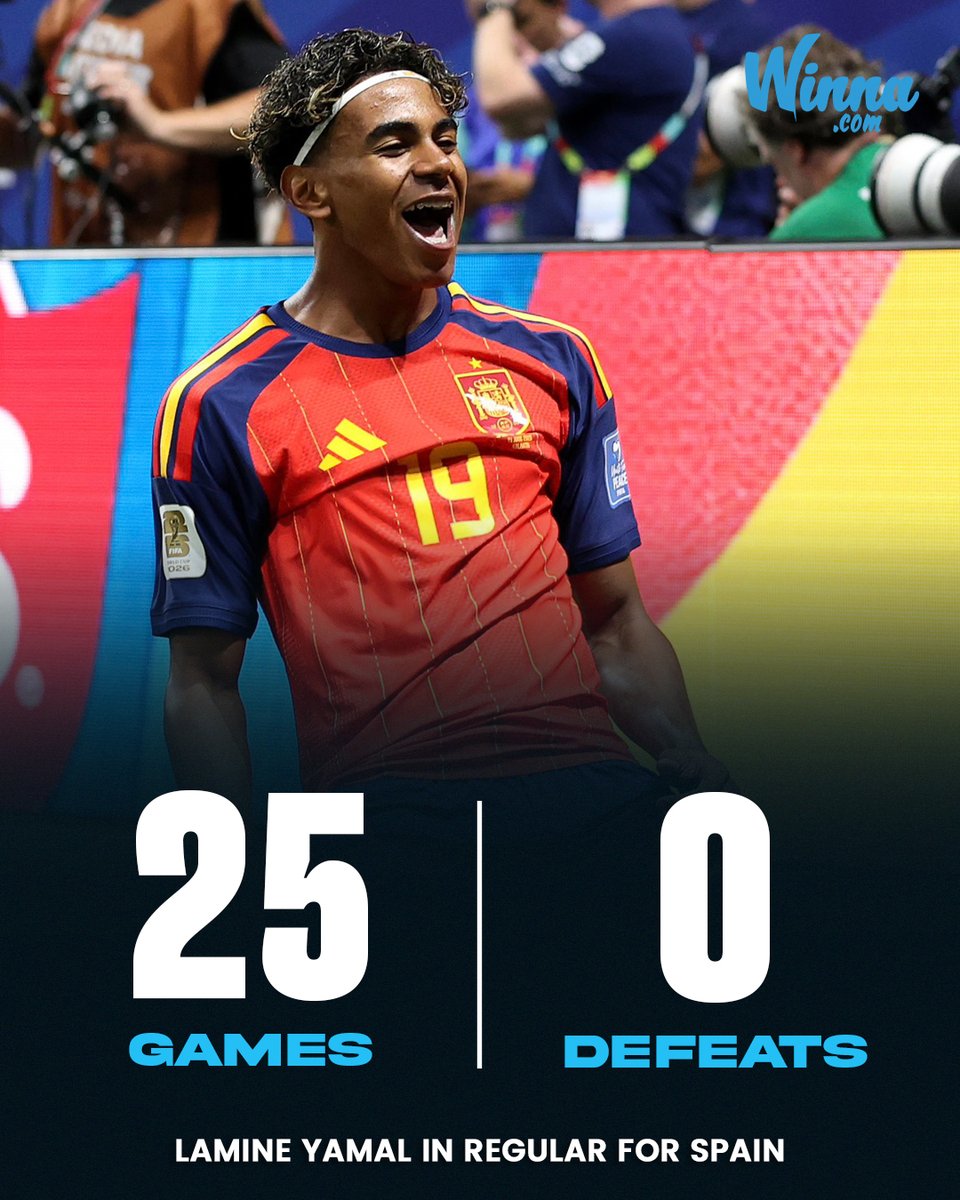 WinnaFC's tweet photo. 🚨| CRAZIEST STAT: Spain have never been beaten since Lamine Yamal made his debut.🤩 https://t.co/2ukIqk1GY4