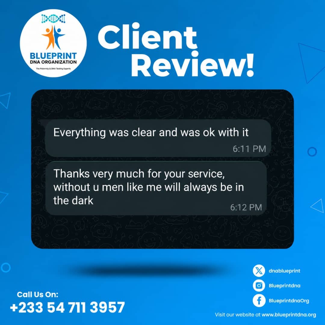 DnaBlueprint's tweet photo. For smooth and excellent DNA testing process; please this way -> 0547113957. We thank you for your kind review๐ค.
#KnowYourTruth #clientreview #dna #genetics #dnatest #paternity #peaceofmind #DNA #maternitytest https://t.co/LDF5Zlu5UB