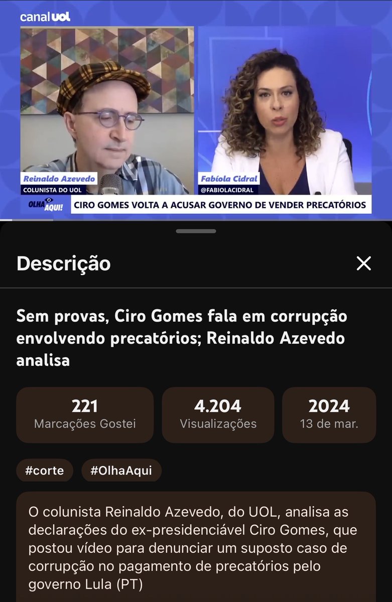 keynes_de's tweet photo. Essa reportagem ilustra duas coisas bem claras: 
A confirmação da honradez e espírito público de @cirogomes é a completa tentativa de manipulação dos fatos criminosos por meio de jornalistas, advogados e outros atores comprados pelo poderes corrompidos político em simbiose com o financeiro! 
Reinaldo Azevedo (sócio de Walfrido Warde, advogado de Vorcaro a época) usava seu distinto espaço no Uol para tentar desacreditar Ciro e sua denuncia correta, junto com outros jornalistas (intercept e outros), por outro lado, seu sócio armava arapuca para tentar dobrar Ciro, sem nenhum sucesso!