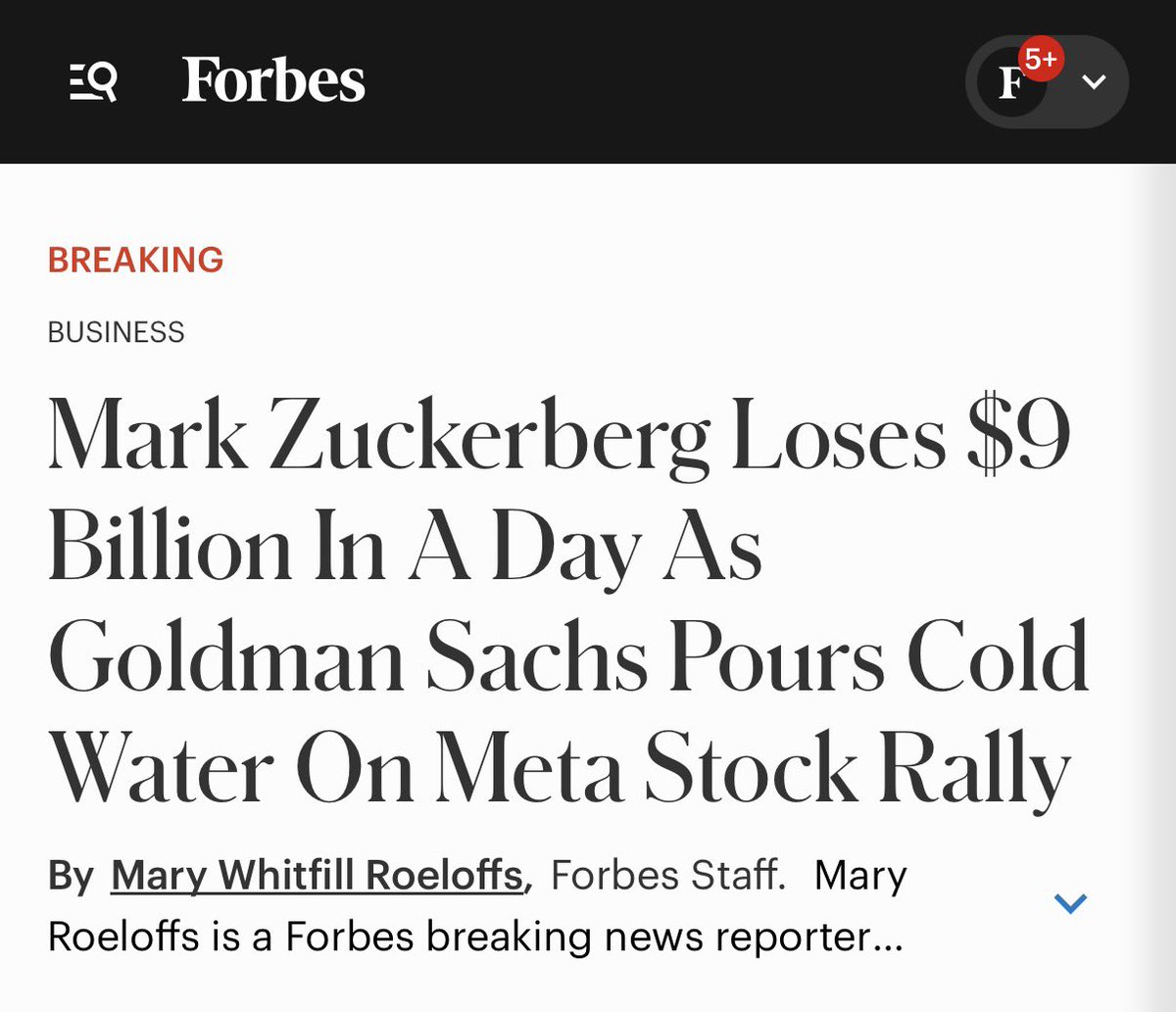 abierkhatib's tweet photo. Imagine FB goes bankrupt in our lifetime 🙏

Zuckerberg lost nearly $9 billion in a single day after Goldman Sachs poured cold water on Meta’s AI-fueled stock rally.

Turns out spending 100s of billions on AI infrastructure before figuring out how to actually make enough money from it might be… a tiny problem.

The AI bubble is starting to look expensive. 😏