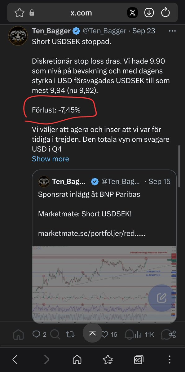 rockbock4xmx's tweet photo. @Ten_Bagger Då dina senaste inlägg/trades har r/r inte varit dem bästa, förluster större än vinster 🤔🤔 https://t.co/lEF51ssZDv