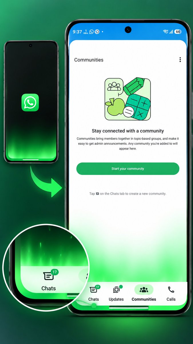 imustafasanaul's tweet photo. WhatsApp’s latest Android update adds a fresh visual touch! 💚 A new bright green splash effect now appears around the bottom navigation bar as the app expands into full screen, making the opening animation feel more dynamic. ✨
#WhatsApp #AndroidUpdate #WhatsAppUpdate https://t.co/oUZ6ZXUck6