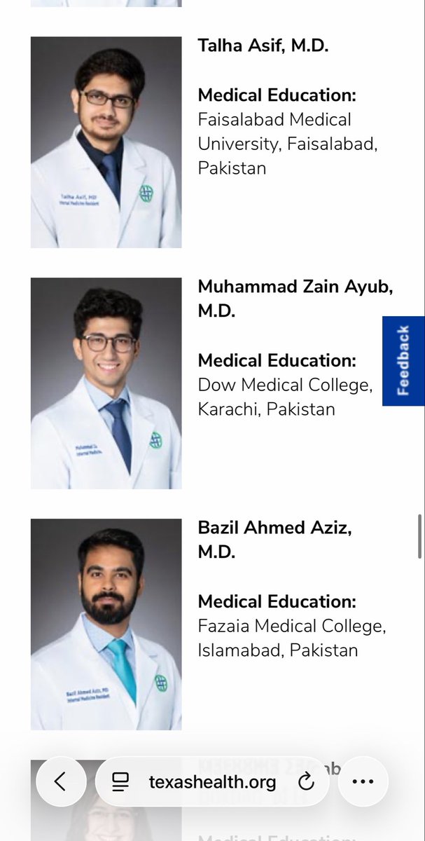 PlumbNick's tweet photo. Something changed at Texas Health HEB/Denton.

Among its current Internal Medicine residents, graduates of Pakistani medical schools make up:

PGY-3: 5 of 20 = 25%
PGY-2: 3 of 19 = 16%
PGY-1: 13 of 21 = 62%

The newest class isn’t just more international, nearly two-thirds of the entire class attended medical school in Pakistan.

Maybe this is what happens when an Abbott-appointee simultaneously serves as U.S. coordinator for an initiative of Pakistan’s Ministry of Planning.