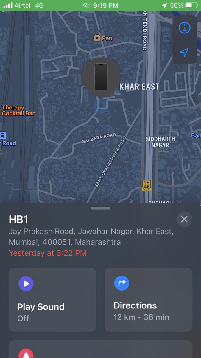 BHiren's tweet photo. IMP. NEED HELP

Yesterday during Ganpati Visarjan at Lalbaug, my iPhone 15 Pro Max was stolen, I have already filed police complaint (No. 479/2026) at Kalachowky Police Stn.

Using Apple findmy phone, I could trace phone near Khar. 

@MumbaiPolice @AddCPCentralMum Please Help 🙏 https://t.co/DkGnYwiS10