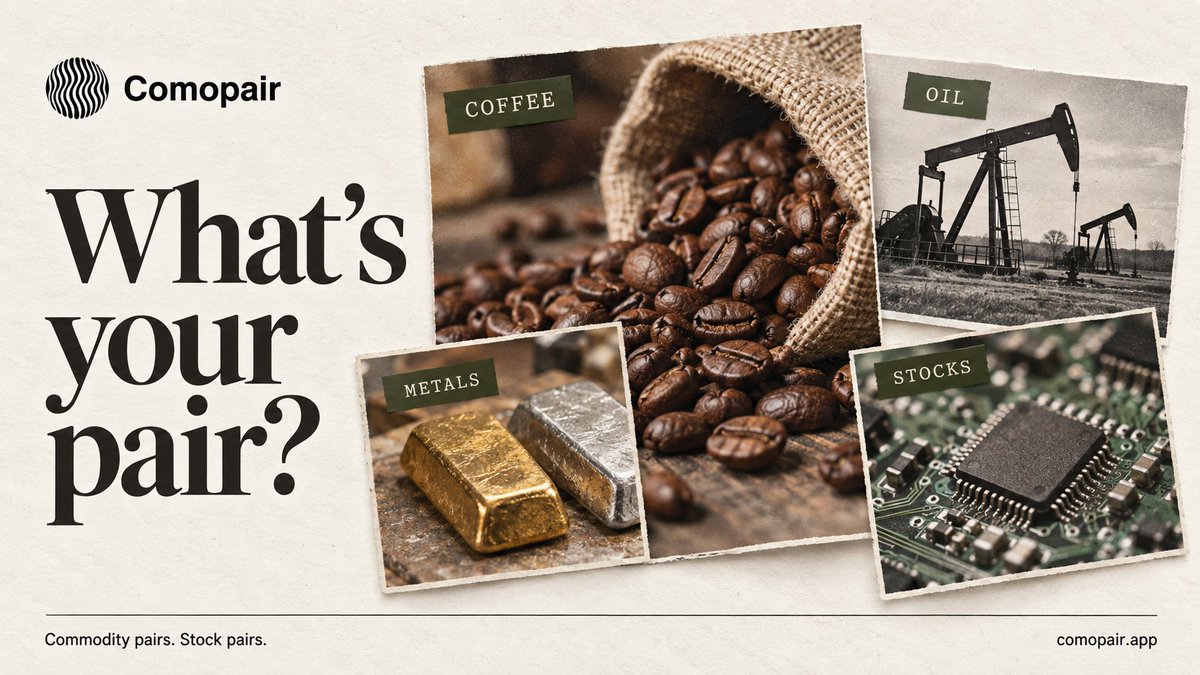 comopairapp's tweet photo. Gold, silver, oil… coffee counts too

Commodities come first on Comopair, with stock pairs in the mix

What would you launch? Drop your token name + the pair you’d choose below https://t.co/3QkGy3svde