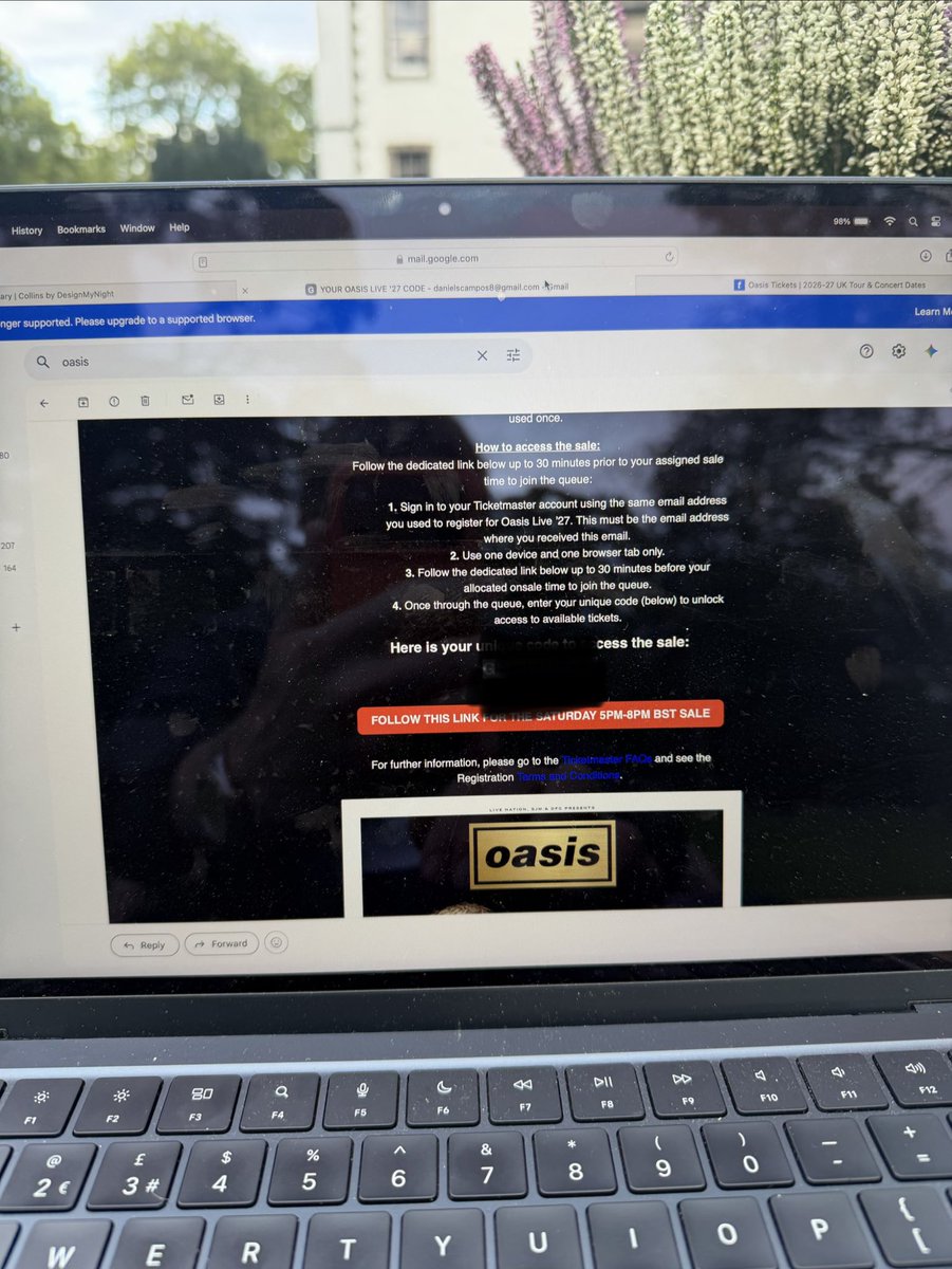 DanielDcpCampos's tweet photo. Been clicking this link from email since 4:30pm and it keeps coming up to a link saying registration now closed. Not good enough @Ticketmaster https://t.co/t3nF5jlU6j