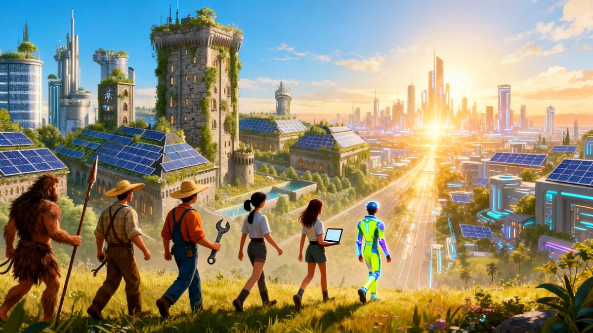 DACCsolana's tweet photo. Ten thousand years ago: huts and hand tools. Today: towers 800 meters tall and every book ever written in your pocket.

Technology did that. d/acc starts from gratitude, not fear. We started from the bottom. Now we are here. https://t.co/lYIDzfCCX7