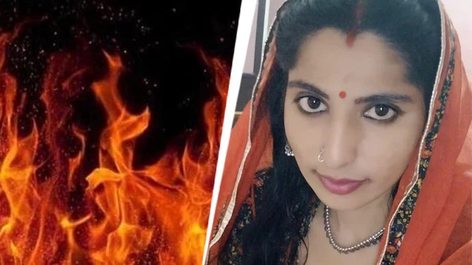 goddess_tweets_'s tweet photo. WOMAN BURNT ALIVE in Jaisalmer For DOWRY! 
Victim >> HINA BEHL 
MURDERER >> Bhagwanaram Behl

https://t.co/xi8f5aaKZM https://t.co/2bSNdwFY1c