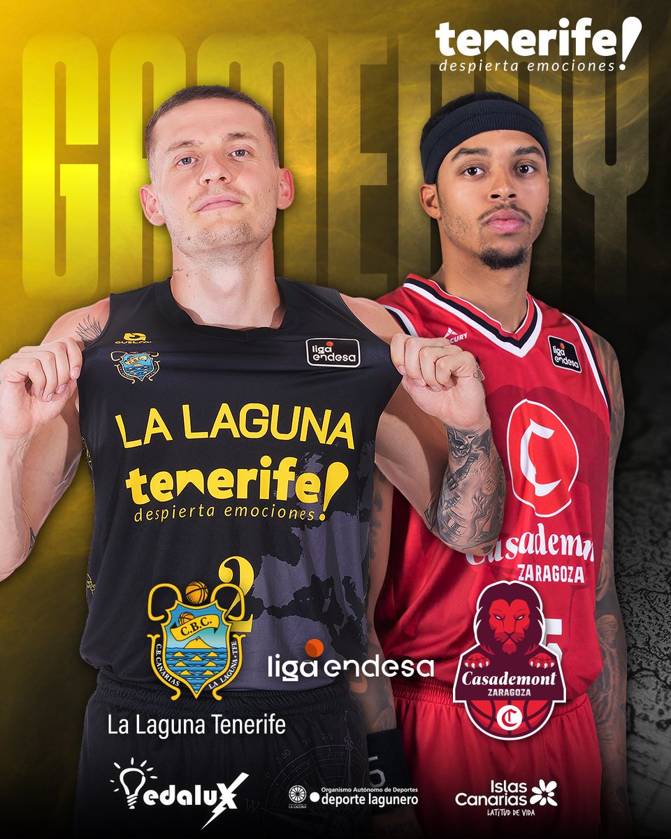 CB1939Canarias's tweet photo. 😍 ¡HOY JUGAMOS!
🆚 @CasademontBZ
⚔️ J1 | #LigaEndesa
🏟 Santiago Martín
🕢 12:00 h.c.
🎟️ Entradas ➡️ https://t.co/WGl9CojBqp
📺 @DAZN_ES | @MovistarPlus | @OrangeTV_es | @aragontv
🤝 #Edalux https://t.co/YwOypnP2xn