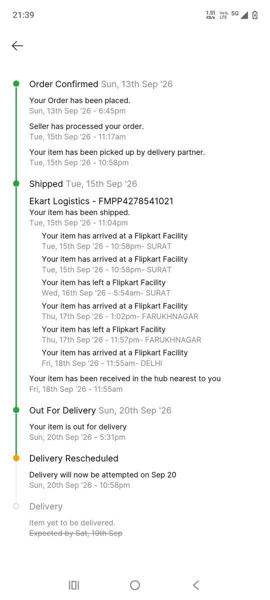 advchandan5's tweet photo. @Flipkart @flipkartsupport it was supposed to get delivered on 19th September and despite several priotising request in help option and on WhatsApp chat support nothing has moved and it's still undelivered very pathetic experience and painful https://t.co/bDiwFyHJuo