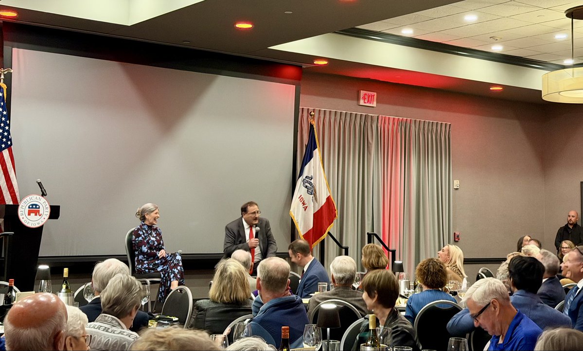 IowaGOP's tweet photo. What a wonderful evening last night in West Des Moines celebrating and honoring @joniernst!

Iowa’s first female U.S. Senator and the first female combat veteran elected to the U.S. Senate, Senator Ernst has left an enduring mark on Iowa and our nation. 

From “Make ‘Em Squeal” to Sarah’s Law, her legacy will last far beyond her time in office. We are grateful for her leadership and dedicated service to the people of Iowa. 

Thank you, Senator Joni Ernst! 🇺🇸