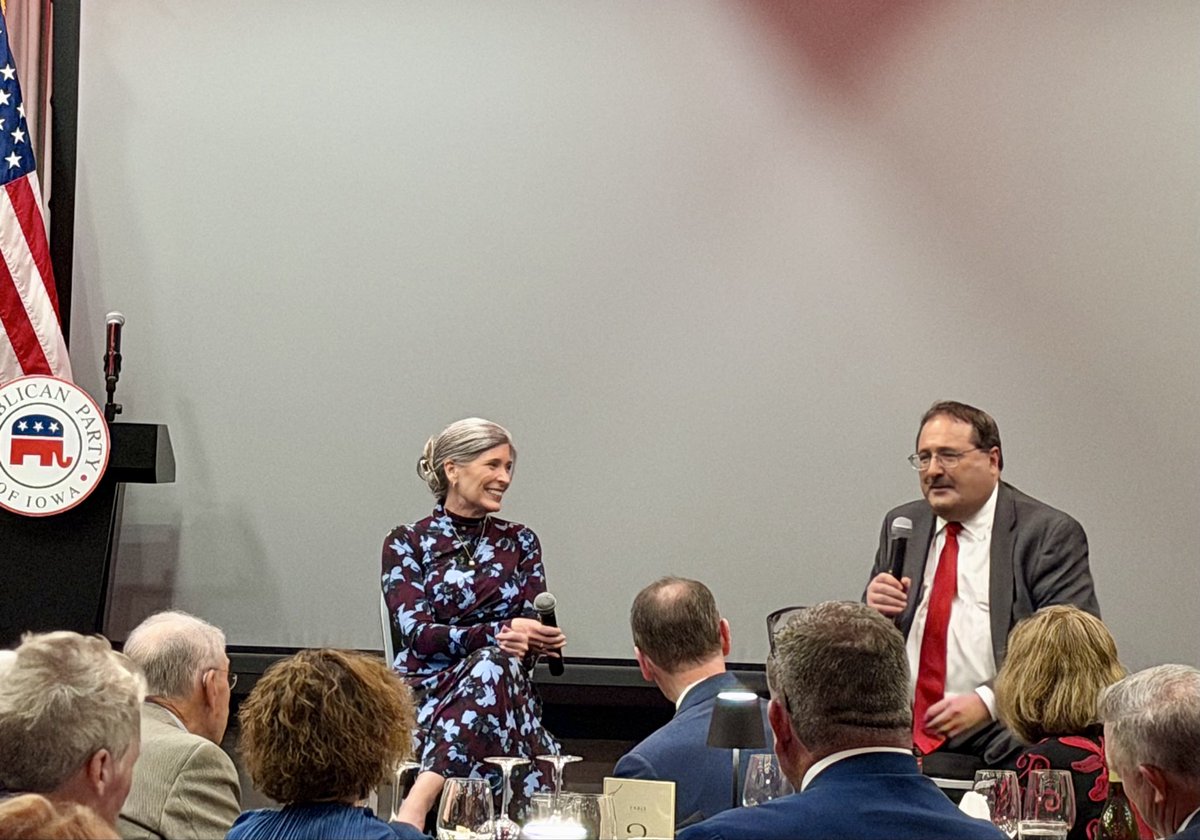 IowaGOP's tweet photo. What a wonderful evening last night in West Des Moines celebrating and honoring @joniernst!

Iowa’s first female U.S. Senator and the first female combat veteran elected to the U.S. Senate, Senator Ernst has left an enduring mark on Iowa and our nation. 

From “Make ‘Em Squeal” to Sarah’s Law, her legacy will last far beyond her time in office. We are grateful for her leadership and dedicated service to the people of Iowa. 

Thank you, Senator Joni Ernst! 🇺🇸